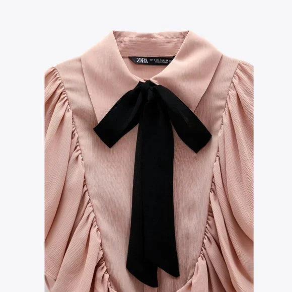 LAST ONE!!! ZARA Blouse with Contrasting Tie - Picture 7 of 12